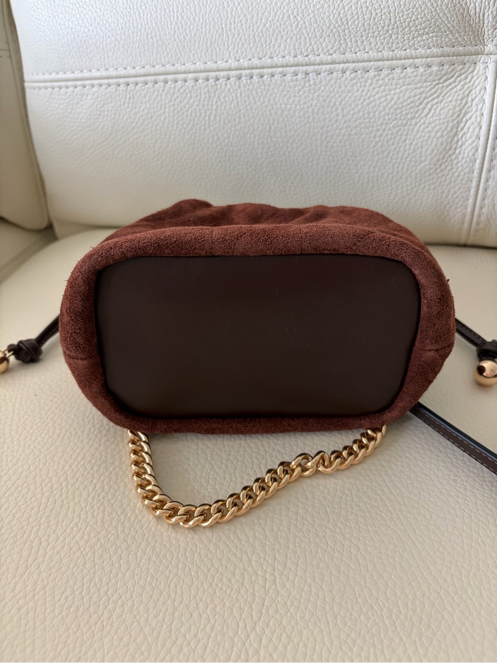 COACH Suede Drawstring quilted Faye Bucket Bag crossbody - Picture 6 of 6